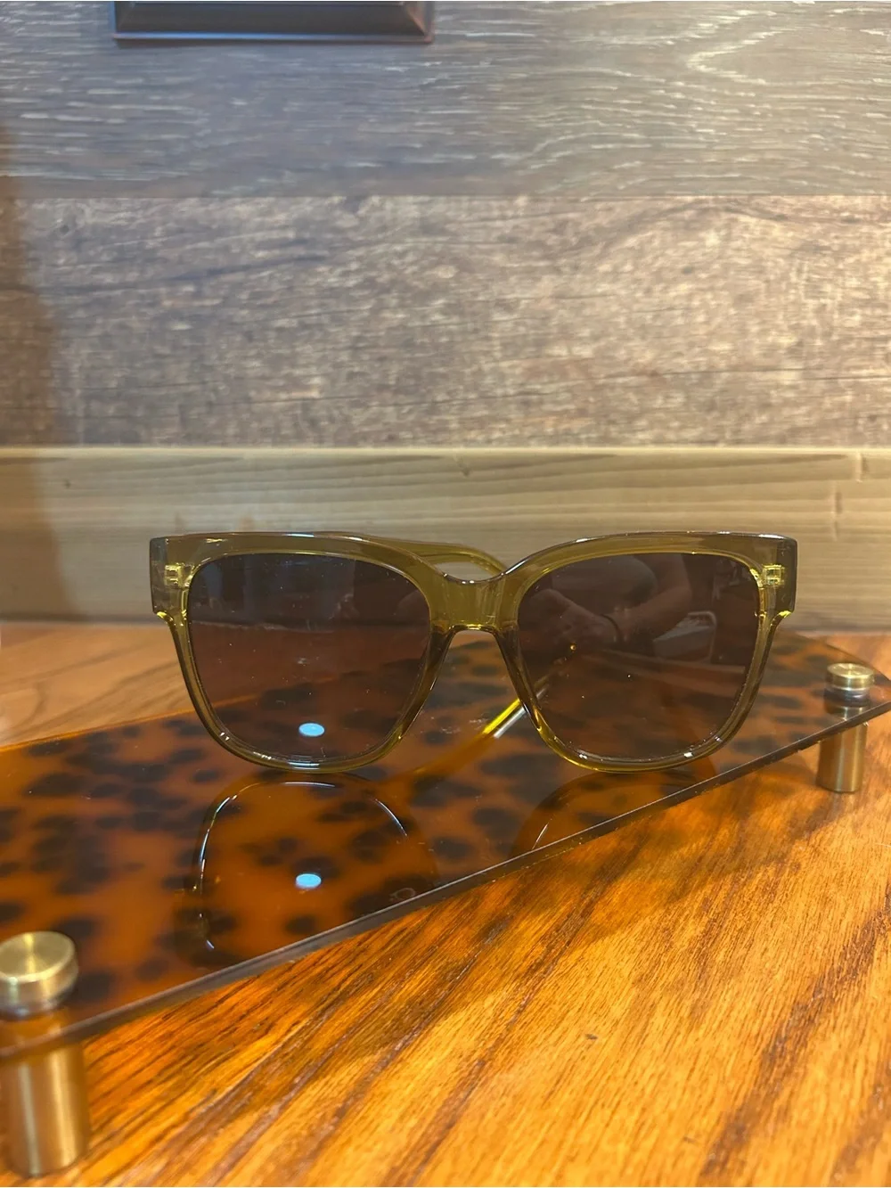 Fossil Olive Green with Amber Hue Sunglasses